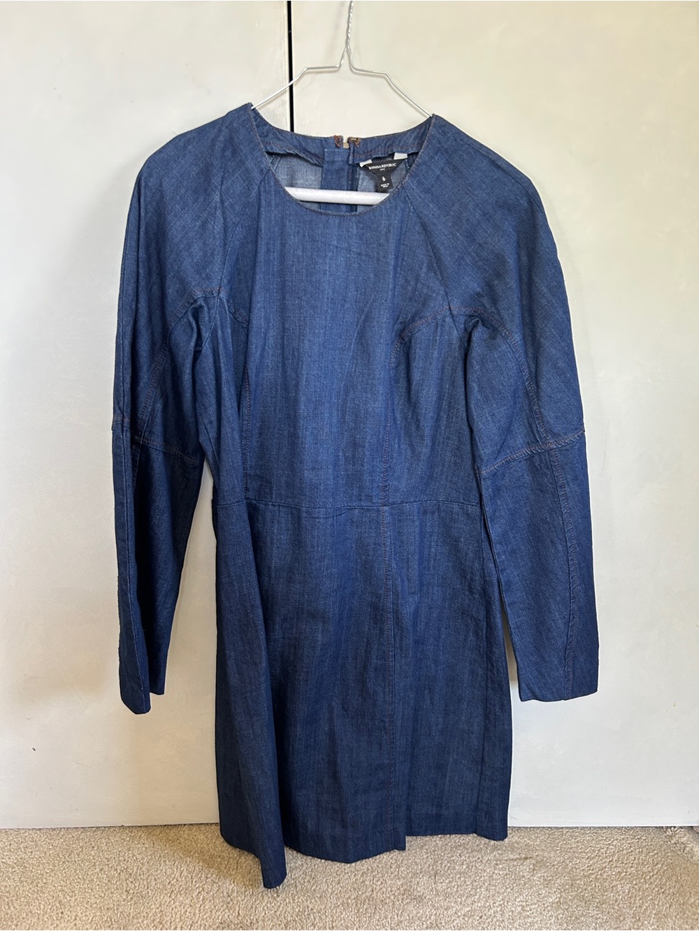 Banana Republic Navy Denim Long-Sleeve Dress